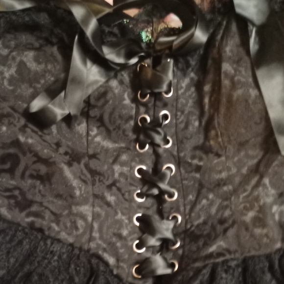 Elegant Black Lace Corset Dress Trickz And Treatz Medium Brand New - Picture 2 of 5